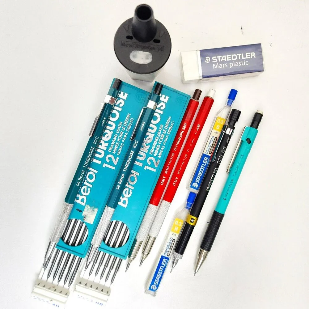 RARE Professional Architecture Drafting & Drawing 12 Piece Pencil & Lead Set
